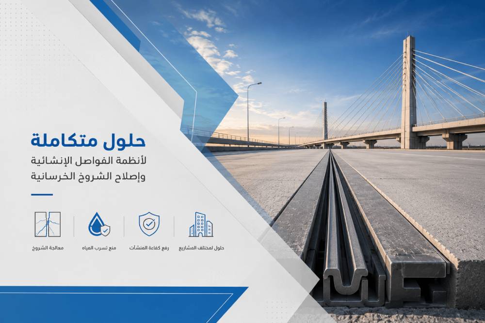 حلول متكاملة لأنظمة الفواصل الإنشائية وإصلاح الشروخ الخرسانية